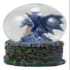 Ebros Small Fantasy Blue Midnight Dragon Sitting in Repose Glitter Water Globe Figurine with Stonewall Castle Tower Base 3.5" Tall view 4