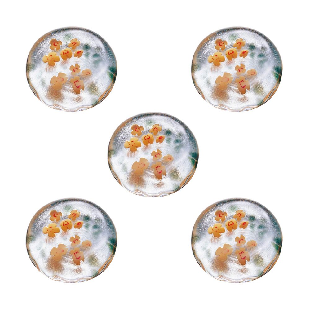 ADERIA Tsugaru Vidro F-62189 Chopsticks Rest, Diameter 1.4 x Height 0.4 inches (3.5 x 1 cm), Autumn Studding, Pack of 5, Made in Japan