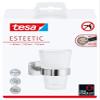 tesa ESTEETIC Toothbrush Holder - Self-Adhesive, Stainless-Steel Tooth Brush Holder with Frosted Glass Cup - Waterproof, incl. Power.Kit Adhesive Solution - 125 mm x 80 mm x 120 mm view 3