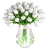 30 Pcs Artificial Tulips PU Faux Flowers, White Real Touch Fake Tulips for Valentine's Day Spring Easter Home Kitchen Wedding Decorations and New Year Decor view 1
