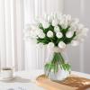 30 Pcs Artificial Tulips PU Faux Flowers, White Real Touch Fake Tulips for Valentine's Day Spring Easter Home Kitchen Wedding Decorations and New Year Decor view 2
