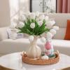 30 Pcs Artificial Tulips PU Faux Flowers, White Real Touch Fake Tulips for Valentine's Day Spring Easter Home Kitchen Wedding Decorations and New Year Decor view 4