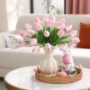 30 Pcs Artificial Tulips PU Faux Flowers, Pink Real Touch Fake Tulips for Valentine's Day Spring Easter Home Kitchen Wedding Decorations and New Year Decor view 4