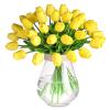 30 Pcs Artificial Tulips PU Faux Flowers, Yellow Real Touch Fake Tulips for Valentine's Day Spring Easter Home Kitchen Wedding Decorations and New Year Decor view 1