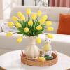 30 Pcs Artificial Tulips PU Faux Flowers, Yellow Real Touch Fake Tulips for Valentine's Day Spring Easter Home Kitchen Wedding Decorations and New Year Decor view 4