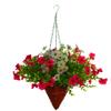 19.7" Silk Hanging Flower Lifelike Cone Basket Artificial Flowers Daisy (Pink and White) view 1