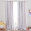 NICETOWN Baby Room Decor, Short Window Curtains for Girls Bedroom, Mix & Match Elegance White Sheer x Cosmic Star Themed Curtains for Daughter's Room (Pink & Grey, W52 x L63/Per Panel, Set of 2) view 1