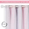 NICETOWN Baby Room Decor, Short Window Curtains for Girls Bedroom, Mix & Match Elegance White Sheer x Cosmic Star Themed Curtains for Daughter's Room (Pink & Grey, W52 x L63/Per Panel, Set of 2) view 3