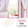 NICETOWN Baby Room Decor, Short Window Curtains for Girls Bedroom, Mix & Match Elegance White Sheer x Cosmic Star Themed Curtains for Daughter's Room (Pink & Grey, W52 x L63/Per Panel, Set of 2) view 4