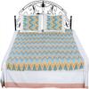 Exotic India Ikat Handloom Bedspread from Pochampally with Zigzag Weave in Multicolor Thread - Pure Cotton with P - Color Cream Color view 1