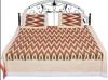 Exotic India Ikat Handloom Bedspread from Pochampally with Zigzag Weave in Multicolor Thread - Pure Cotton with P - Color Golden Straw Color view 1