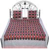 Exotic India Ikat Handloom Bedspread from Pochampally with Pattern Weave in Multicolor Thread - Pure Cotton with - Color Storm Gray Color view 1
