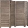 4 Panel Wood Room Divider 5.75 Ft Tall Privacy Wall Divider 68.9" x 15.75" Each Panel Folding Wood Screen for Home Office Bedroom Restaurant Brown view 1