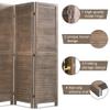 4 Panel Wood Room Divider 5.75 Ft Tall Privacy Wall Divider 68.9" x 15.75" Each Panel Folding Wood Screen for Home Office Bedroom Restaurant Brown view 2