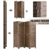 4 Panel Wood Room Divider 5.75 Ft Tall Privacy Wall Divider 68.9" x 15.75" Each Panel Folding Wood Screen for Home Office Bedroom Restaurant Brown view 3