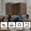 4 Panel Wood Room Divider 5.75 Ft Tall Privacy Wall Divider 68.9" x 15.75" Each Panel Folding Wood Screen for Home Office Bedroom Restaurant Brown view 4