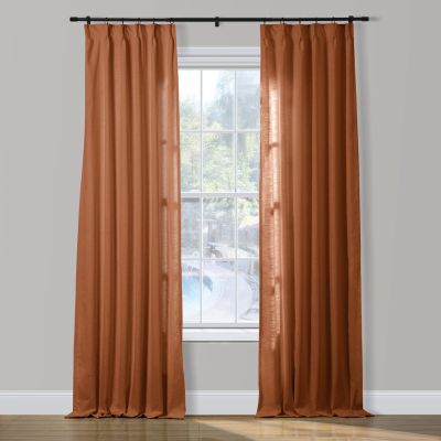 ChadMade 2 Panels 27 Inch Wide by 108 Inch Long Linen Cotton Curtains Room Darkening Pinch Pleated Curtains Living Room Patio Sliding Door Extra Long Drapes, Flame, Cary Collection