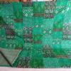Blanket Bedding Bedspread Bed Kantha Vintage Handmade Silk Patchwork Indian Art Cover India Sari Bohemian Spreads Washed Patola Spread Quilt view 1