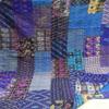 Blanket Bedding Bedspread Bed Kantha Vintage Handmade Silk Patchwork Indian Art Cover India Sari Bohemian Spreads Washed Patola Spread Quilt view 4