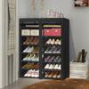 ERONE Shoe Rack Storage Organize, 28 Pairs Portable Double Row with Nonwoven Fabric Cover Shoe Shelf Cabinet for Closet view 2