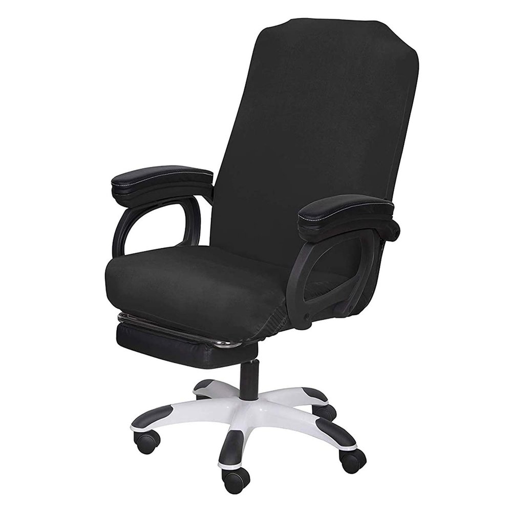 SARAFLORA Office Chair Cover- Medium, Black- Removable Computer Chair Cover for Office Chair with Zipper for Universal Rotating Chair Desk Chair Cover High Back Chair Seat Washable Protector for Pets