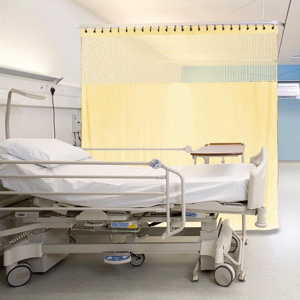 Macochico Beige Orange Medical Curtains Privacy Hospital Cubicle Nickel Grommet Hospital Curtain for Hospital Medical Clinic SPA Lab Curtain Room Divider,5ft Wide x 8ft Tall(1 Panel)