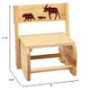 Children's 2-in-1 Step Stool and Chair, Natural Wood, Buffalo Plaid Design view 4