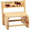 Custom Children's 2-in-1 Step Stool and Chair, Natural Wood, Buffalo Plaid Design with Custom Name view 1