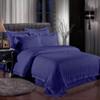Comfort Bed Store 800 Series Organic Cotton Elegant Damask Dobby Stripped 32 inches 4 PC Sheet Set (1 Flat Sheet, 1 Fitted Sheet, 2 Pillowcases) Soft & Easy Care, Navy Blue, King view 2
