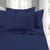 Comfort Bed Store 800 Series Organic Cotton Elegant Damask Dobby Stripped 32 inches 4 PC Sheet Set (1 Flat Sheet, 1 Fitted Sheet, 2 Pillowcases) Soft & Easy Care, Navy Blue, King view 3