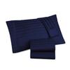 Comfort Bed Store 800 Series Organic Cotton Elegant Damask Dobby Stripped 32 inches 4 PC Sheet Set (1 Flat Sheet, 1 Fitted Sheet, 2 Pillowcases) Soft & Easy Care, Navy Blue, King view 4
