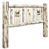 Montana Woodworks Wood King Headboard with Engraved Elk Design in Natural view 1