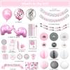 697 PC Premium Elephant Baby Shower Decorations for Girl Set It's A Girl Banners, Napkins, Straws, Guest Book, Paper Lanterns, Honeycomb Balls, Fans, Cake Toppers, Sash, Balloons, Games view 2