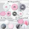 697 PC Premium Elephant Baby Shower Decorations for Girl Set It's A Girl Banners, Napkins, Straws, Guest Book, Paper Lanterns, Honeycomb Balls, Fans, Cake Toppers, Sash, Balloons, Games view 4