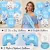 697 Pcs Premium Elephant Baby Shower Decorations for Boy Set It's A BOY Banner, Napkins, Straws, Paper Decorations, Cake Toppers, Sash, Balloons, Favor Stickers, Guest Book, Confetti, Games view 4