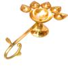 Brass Panch aarti Deepak/Five face aarti/Deepak Diya for Pooja Room/Panch Diya for Daily Pooja use/panchmukhi Diya for Pooja with Designer Curved Handle for Holding,Gold,DE0001 view 1