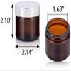(6 pack) 2 oz Amber Thick Glass Jar with Silver Metal Overshell Lid view 2