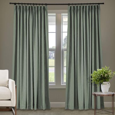 Frelement 52 inches Wide 84 inches Long Linen Cotton Pinch Pleat Curtains Noise Reduction Drapes for Meeting Room, Sliding Door, Slate Gray, 1 Panel