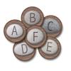 Carpets for Kids 60226 Alphabet Stones Individual Classroom Seating Set of 26-12in Rounds Brown and Gray view 1