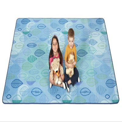 Carpets for Kids 60318 Peaceful Spaces Leaf Decorative Classroom Rug 7ft 6in x 12ft Rectangle Blue