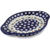 Polmedia Polish Pottery Platter with Handles 9-inch - Mosquito Pattern Handmade in Boleslawiec Poland by Ceramika Bona + Certificate of Authenticity view 1