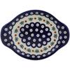 Polmedia Polish Pottery Platter with Handles 9-inch - Mosquito Pattern Handmade in Boleslawiec Poland by Ceramika Bona + Certificate of Authenticity view 3
