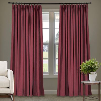 Frelement 52 inches Wide 84 inches Long Linen Cotton Pinch Pleat Curtains Noise Reduction Drapes for Meeting Room, Sliding Door, Burgundy, 1 Panel