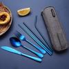 Portable Stainless Steel Flatware Set, Travel Camping Cutlery Set, Portable Utensil Travel Silverware Dinnerware Set with a Waterproof Case (Blue) view 3