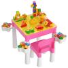 burgkidz Pink Kids 5-in-1 Flip Top Activity Table and Chair Set with Storage, 128 PCs Building Blocks, Dreamy Play Desk for Toddler Girls Ages 2-8, Gift for Birthday & Christmas view 1