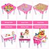 burgkidz Pink Kids 5-in-1 Flip Top Activity Table and Chair Set with Storage, 128 PCs Building Blocks, Dreamy Play Desk for Toddler Girls Ages 2-8, Gift for Birthday & Christmas view 2