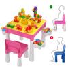 burgkidz Pink Kids 5-in-1 Flip Top Activity Table and Chair Set with Storage, 128 PCs Building Blocks, Dreamy Play Desk for Toddler Girls Ages 2-8, Gift for Birthday & Christmas view 3