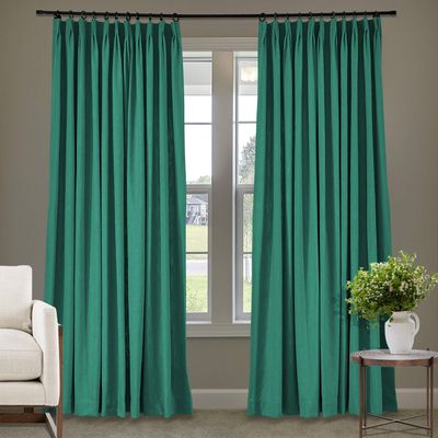 Frelement 52 inches Wide 84 inches Long Linen Cotton Pinch Pleat Curtains Noise Reduction Drapes for Meeting Room, Sliding Door, Greenlake, 1 Panel