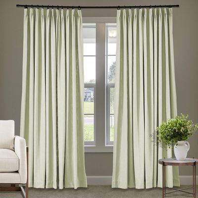 Frelement 52 inches Wide 84 inches Long Linen Cotton Pinch Pleat Curtains Noise Reduction Drapes for Meeting Room, Sliding Door, Bone White, 1 Panel