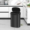 13 Gallon Stainless Steel Automatic Sensor Trash Can - No Touch Garbage Can Kitchen Waste Bin High-Capacity Bathroom Trash Can with Lid for Home Bedroom Office,Black view 1